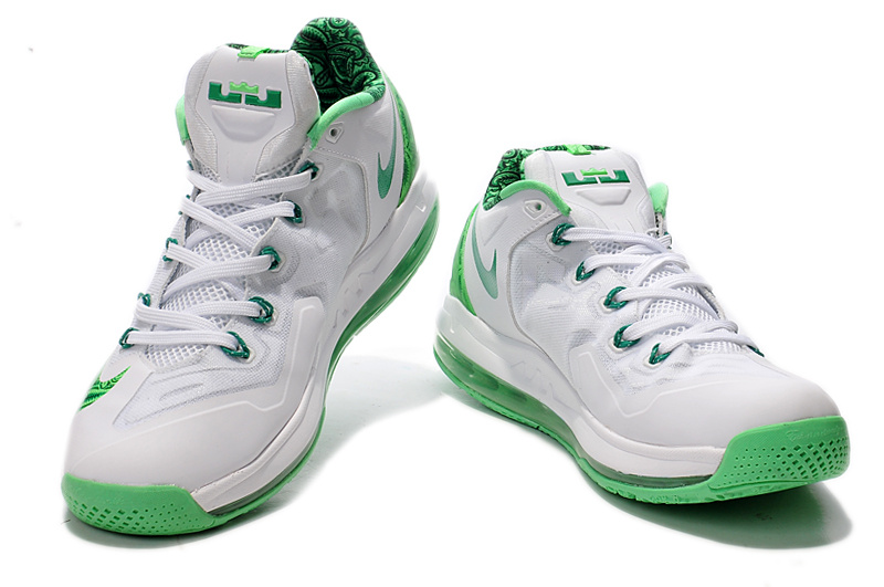 Latest Popular Lebron James 11 Low Easter White Green Shoes - Click Image to Close