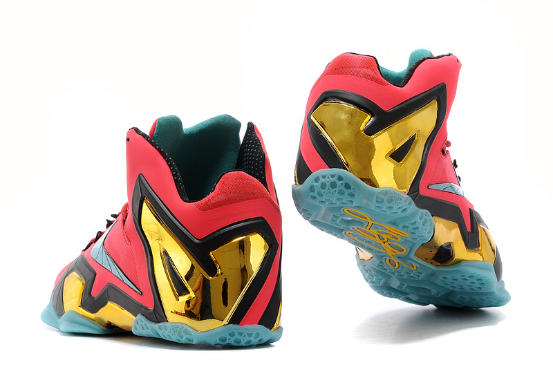 Latest Popular Lebron James 11 Super Hero Red Black Blue Gold Shoes