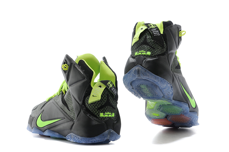 Nike Lebron James 12 Black Green Basketball Shoes - Click Image to Close