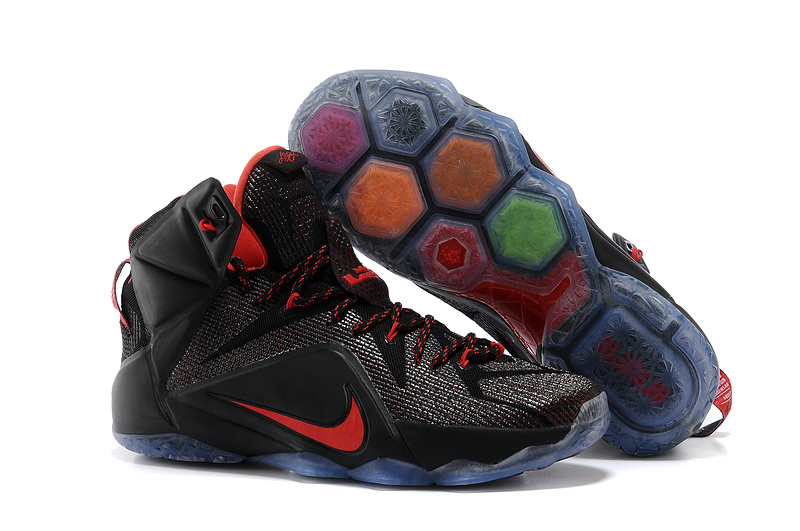 Nike Lebron James 12 Black Red Basketball Shoes - Click Image to Close