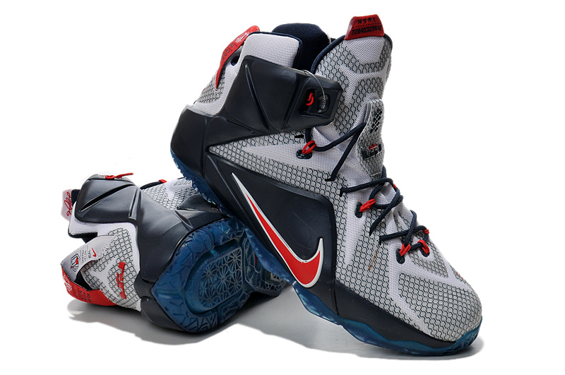 Lebron James 12 Grey Black Blue Shoes