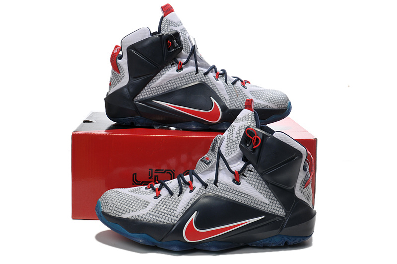 Lebron James 12 Grey Black Blue Shoes