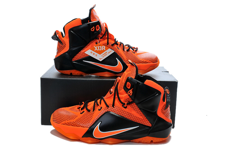 Lebron James 12 Orange Black Shoes - Click Image to Close