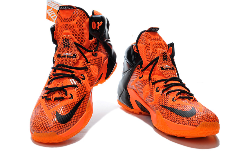 Nike Lebron James 12 Orange Black Basketball Shoes - Click Image to Close