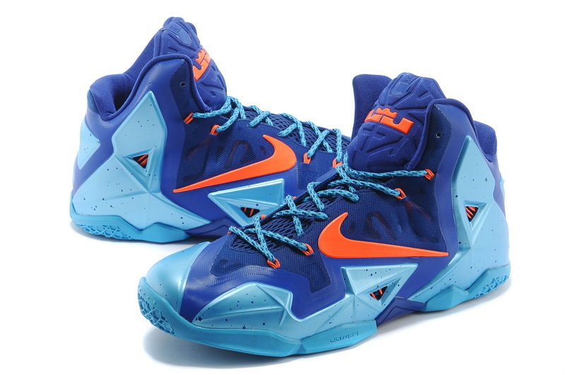 Discount Nike Lebron James 11 Shoes Blue Orange - Click Image to Close