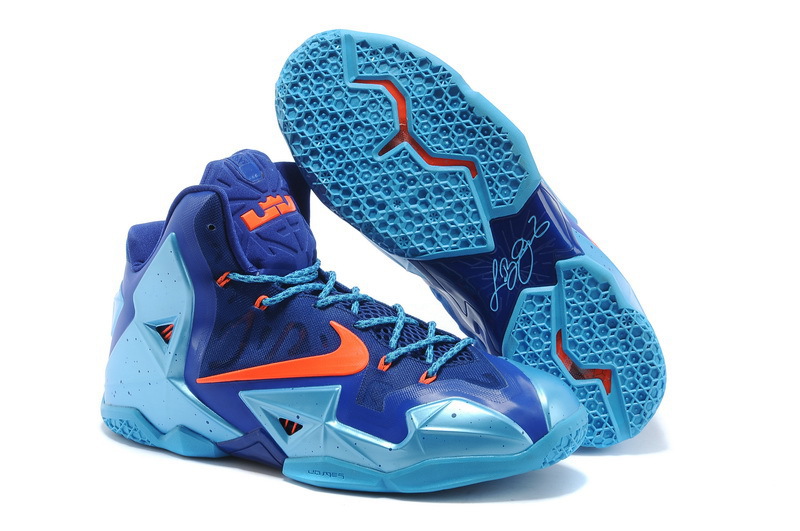 Discount Nike Lebron James 11 Shoes Blue Orange - Click Image to Close