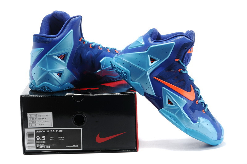 Discount Nike Lebron James 11 Shoes Blue Orange - Click Image to Close