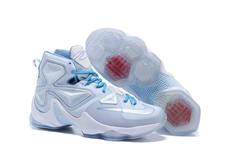 Limited Nike Air Zoom Lebron James 13 Christmas Snowflake White Baby Blue Shoes