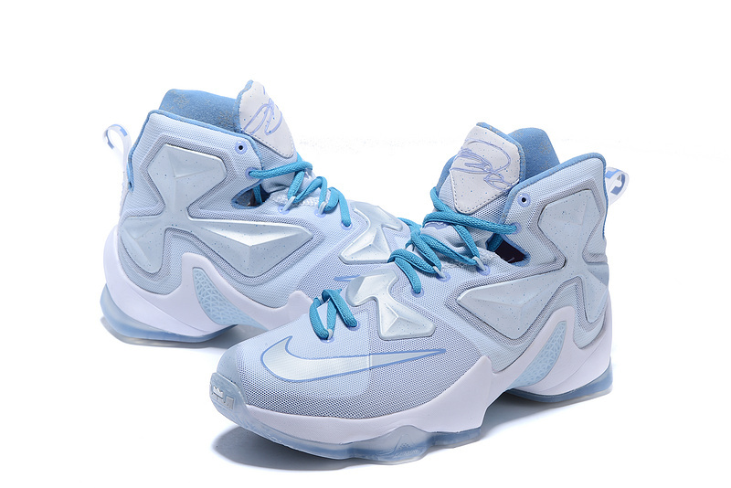Limited Nike Air Zoom Lebron James 13 Christmas Snowflake White Baby Blue Shoes