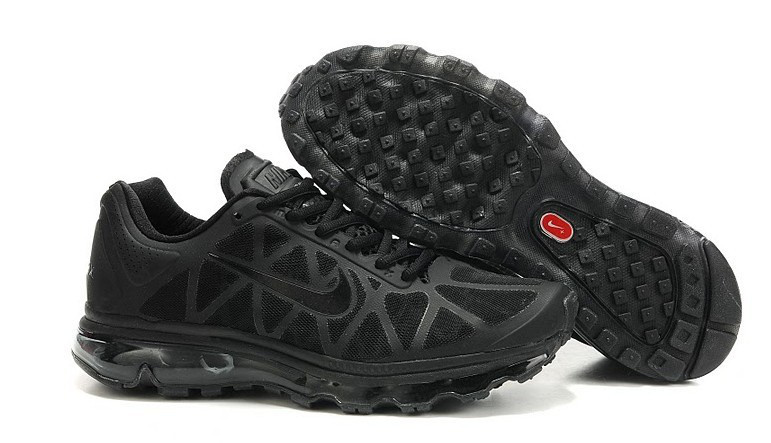 Men Air Max 2011 All Black Shoes - Click Image to Close