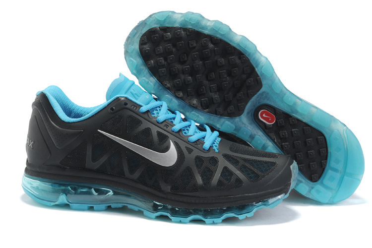 Men Air Max 2011 Black Light Blue Shoes - Click Image to Close