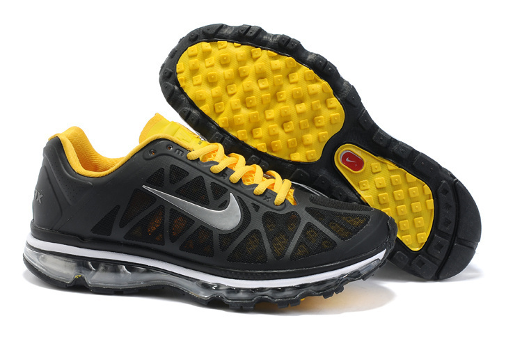 Men Air Max 2011 Black Yellow White Shoes - Click Image to Close