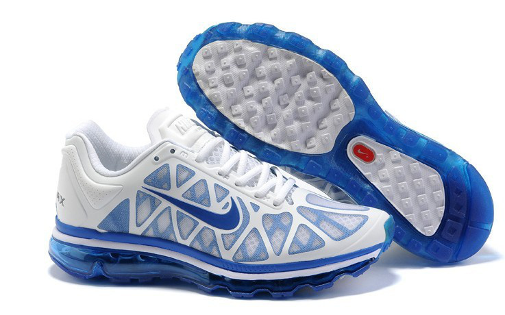 Men Air Max 2011 White Blue Shoes - Click Image to Close