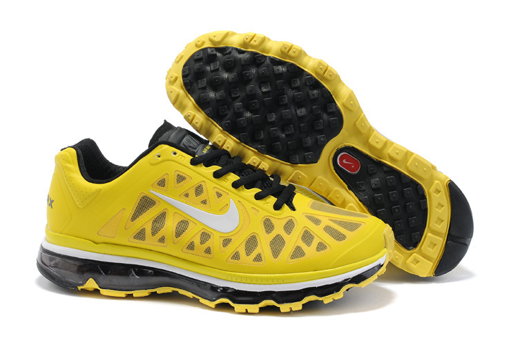 Men Air Max 2011 Yellow Black Shoes - Click Image to Close