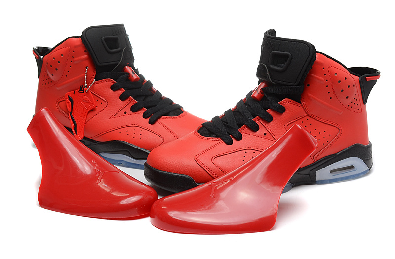Women Jordan 6 Basketball Shoes Red Black