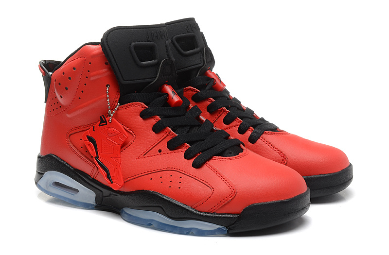 Women Jordan 6 Basketball Shoes Red Black