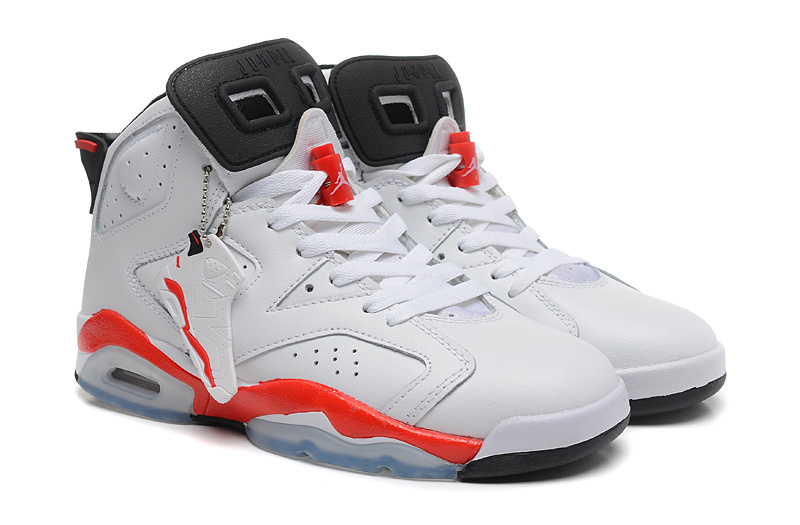 Women Jordan 6 Basketball Shoes White Red Shoes - Click Image to Close