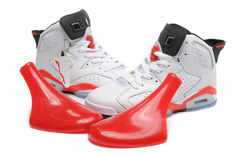 Women Jordan 6 Basketball Shoes White Red Shoes
