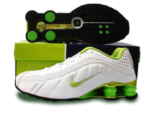 Mens Nike Shox R4 Shoes White Green