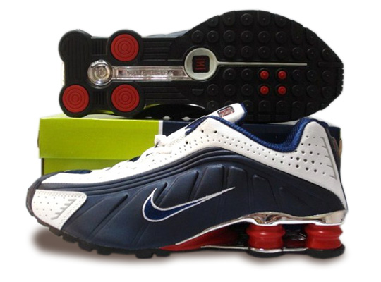 Mens Nike Shox R4 Shoes Dark Blue White