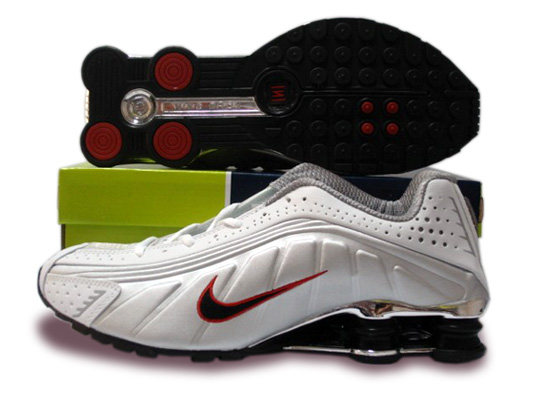 Mens nike shox r4 shoes silver white black