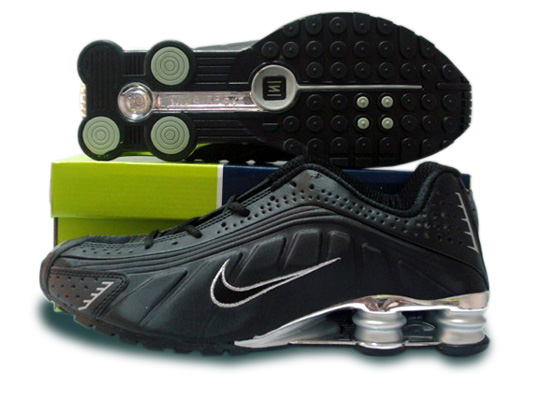 Mens Nike Shox R4 Shoes Black Silver - Click Image to Close