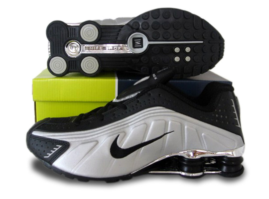 Mens Nike Shox R4 Shoes Silver Black - Click Image to Close