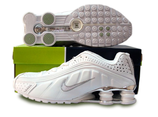 Mens Nike Shox R4 Shoes Silver White Chocolate