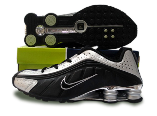 Mens Nike Shox R4 Shoes Black Silver - Click Image to Close