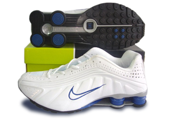 Mens Nike Shox R4 Shoes White Blue