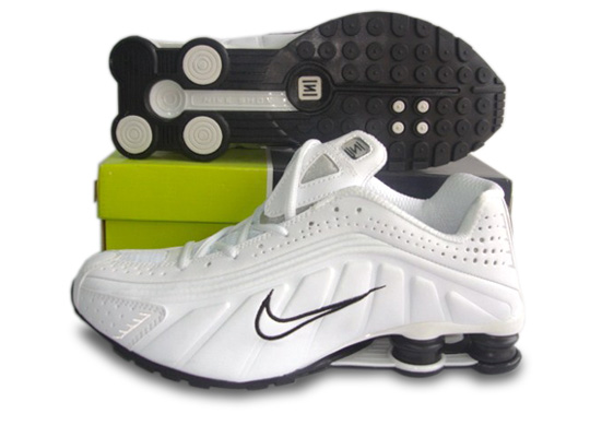 Mens Nike Shox R4 Shoes White Black - Click Image to Close