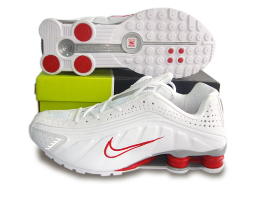Mens Nike Shox R4 Shoes White Red
