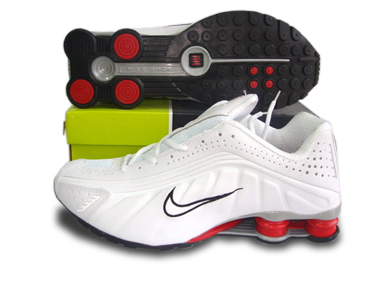 Mens Nike Shox R4 Shoes White Red - Click Image to Close