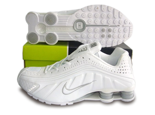 Mens Nike Shox R4 Shoes White Grey