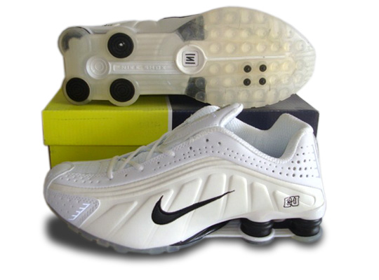 Mens Nike Shox R4 Shoes White Black - Click Image to Close