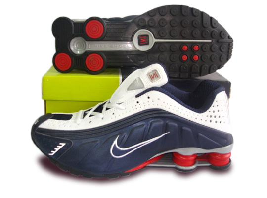 Mens Nike Shox R4 Shoes Dark Blue Red - Click Image to Close