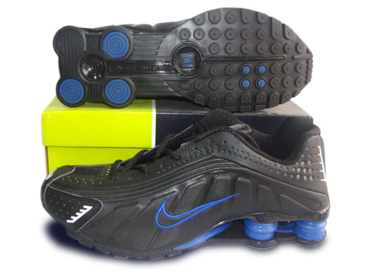Mens Nike Shox R4 Shoes Black Blue - Click Image to Close