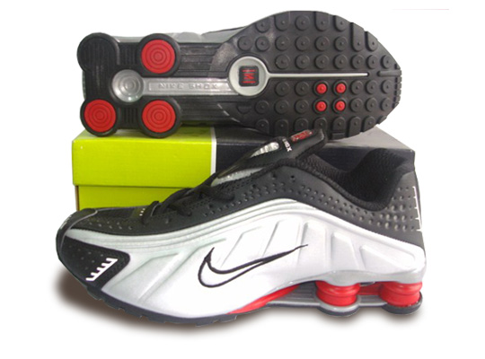 Mens Nike Shox R4 Shoes Grey Red Black
