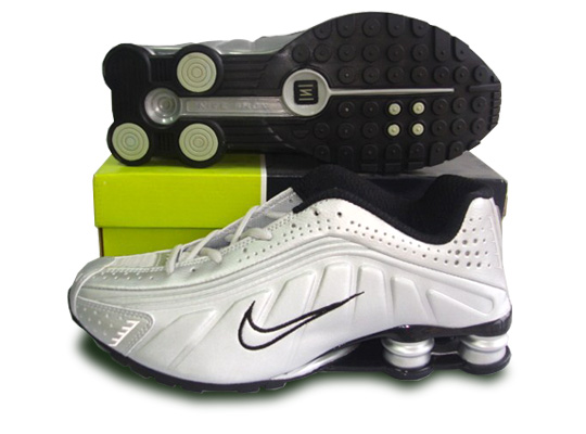 Mens Nike Shox R4 Shoes White Silver - Click Image to Close