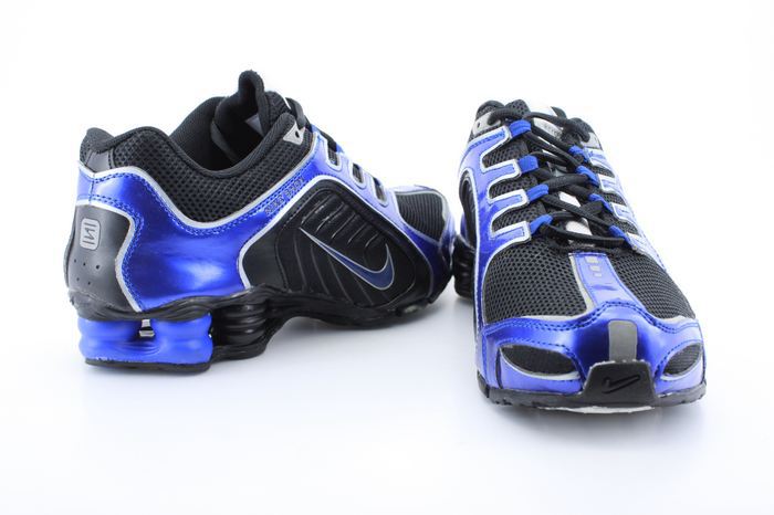 Men Nike Shox R5 Black Blue Footwear - Click Image to Close