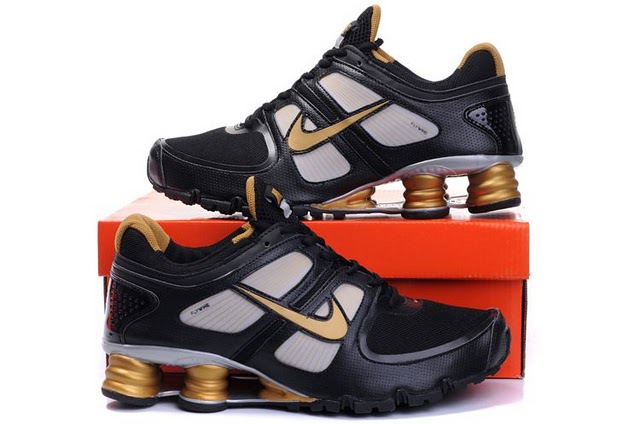 Men Nike Shox Turbo Shoes Black Grey Gold