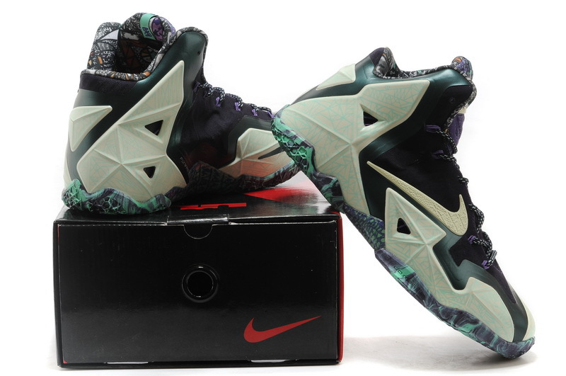 Midnight Lebron James 11 Green Black Shoes