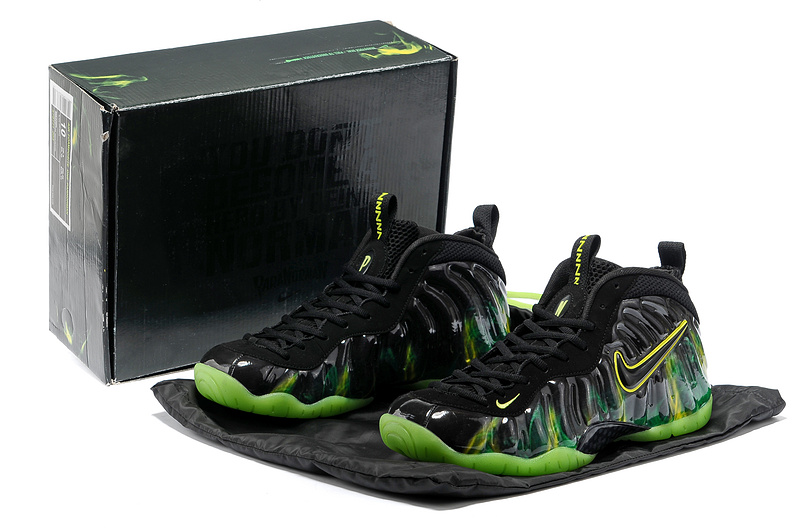 Air Foamposite One Shooting Stars Black Green Shoes - Click Image to Close
