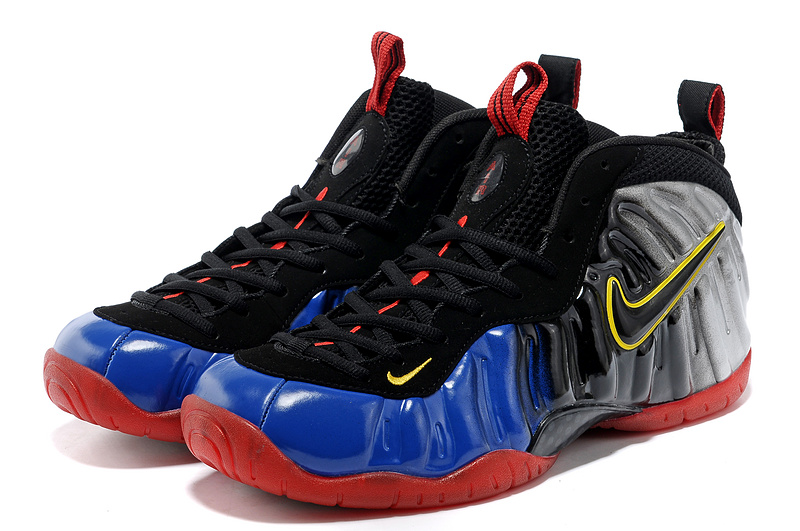 Air Foamposite One Shooting Stars Black Grey Blue Red Shoes - Click Image to Close