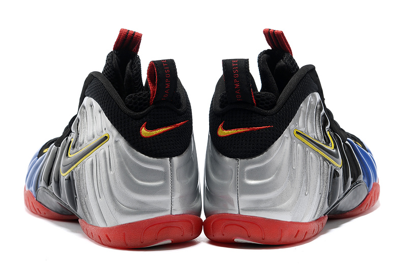 Air Foamposite One Shooting Stars Black Grey Blue Red Shoes - Click Image to Close