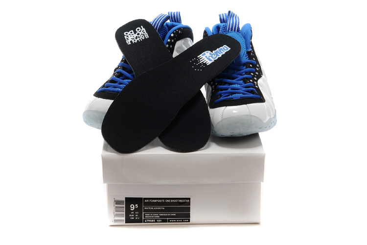 Air Foamposite One Shooting Stars White Black Blue Shoes