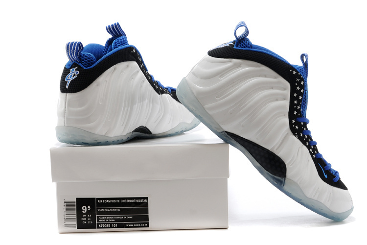 Air Foamposite One Shooting Stars White Blue Black Shoes