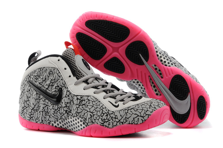 Air Foamposite One Shooting Stars White Grey Pink Shoes - Click Image to Close