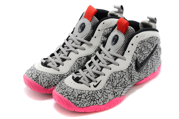 Air Foamposite One Shooting Stars White Grey Pink Shoes - Click Image to Close