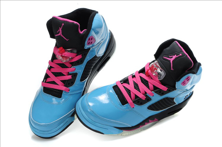 New Nike Air Jordan 5 Retro Blue Black Pink Shoes